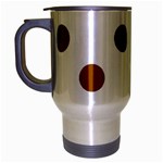 Polka Dots - Brown on White Travel Mug (Silver Gray)