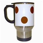 Polka Dots - Brown on White Travel Mug (White)