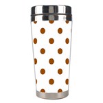 Polka Dots - Brown on White Stainless Steel Travel Tumbler
