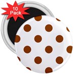 Polka Dots - Brown on White 3  Magnet (10 pack)