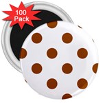 Polka Dots - Brown on White 3  Magnet (100 pack)