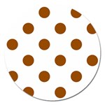 Polka Dots - Brown on White Magnet 5  (Round)