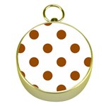 Polka Dots - Brown on White Gold Compass