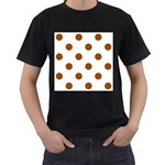 Polka Dots - Brown on White Men s T-Shirt (Black)