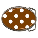 Polka Dots - White on Chocolate Brown Belt Buckle