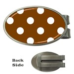 Polka Dots - White on Chocolate Brown Money Clip (Oval)