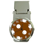 Polka Dots - White on Chocolate Brown Money Clip Watch