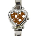 Polka Dots - White on Chocolate Brown Heart Italian Charm Watch