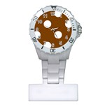 Polka Dots - White on Chocolate Brown Nurses Watch