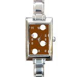 Polka Dots - White on Chocolate Brown Rectangle Italian Charm Watch