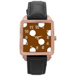 Polka Dots - White on Chocolate Brown Rose Gold Leather Watch