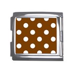 Polka Dots - White on Chocolate Brown Mega Link Italian Charm (18mm)