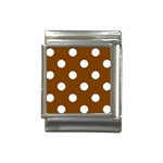 Polka Dots - White on Chocolate Brown Italian Charm (13mm)