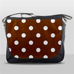Polka Dots - White on Chocolate Brown Messenger Bag