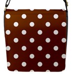 Polka Dots - White on Chocolate Brown Flap Closure Messenger Bag (S)