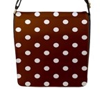 Polka Dots - White on Chocolate Brown Flap Closure Messenger Bag (L)