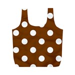 Polka Dots - White on Chocolate Brown Full Print Recycle Bag (M)