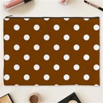 Polka Dots - White on Chocolate Brown Cosmetic Bag (XXXL)