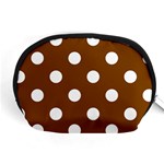 Polka Dots - White on Chocolate Brown Accessory Pouch (Medium)