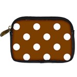 Polka Dots - White on Chocolate Brown Digital Camera Leather Case