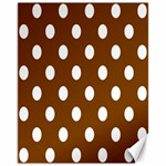 Polka Dots - White on Chocolate Brown Canvas 11  x 14 