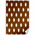Polka Dots - White on Chocolate Brown Canvas 12  x 18 