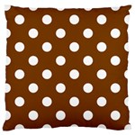 Polka Dots - White on Chocolate Brown Large Cushion Case (One Side)