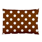 Polka Dots - White on Chocolate Brown Pillow Case (One Side)