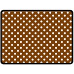 Polka Dots - White on Chocolate Brown Fleece Blanket (Large) (One Side)