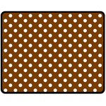 Polka Dots - White on Chocolate Brown Fleece Blanket (Medium) (One Side)
