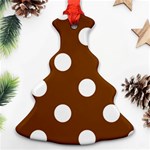 Polka Dots - White on Chocolate Brown Christmas Tree Ornament (Two Sides)