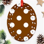Polka Dots - White on Chocolate Brown Ornament (Bell) Ornament (Oval Filigree)