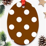 Polka Dots - White on Chocolate Brown Ornament (Oval)