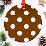 Polka Dots - White on Chocolate Brown Ornament (Round)