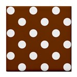 Polka Dots - White on Chocolate Brown Tile Coaster
