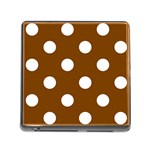 Polka Dots - White on Chocolate Brown Memory Card Reader (Square)