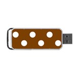 Polka Dots - White on Chocolate Brown Portable USB Flash (One Side)