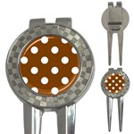 Polka Dots - White on Chocolate Brown 3-in-1 Golf Divot