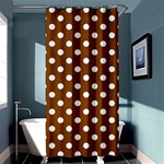 Polka Dots - White on Chocolate Brown Shower Curtain 36  x 72  (Stall)