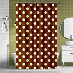 Polka Dots - White on Chocolate Brown Shower Curtain 48  x 72  (Small)