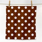 Polka Dots - White on Chocolate Brown Face Towel