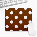 Polka Dots - White on Chocolate Brown Large Mousepad