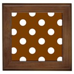 Polka Dots - White on Chocolate Brown Framed Tile