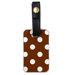Polka Dots - White on Chocolate Brown Luggage Tag (One Side)