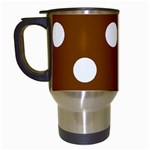 Polka Dots - White on Chocolate Brown Travel Mug (White)