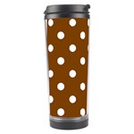 Polka Dots - White on Chocolate Brown Travel Tumbler