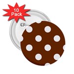Polka Dots - White on Chocolate Brown 2.25  Button (10 pack)
