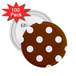 Polka Dots - White on Chocolate Brown 2.25  Button (100 pack)