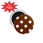 Polka Dots - White on Chocolate Brown 1.75  Magnet (10 pack)