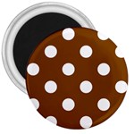 Polka Dots - White on Chocolate Brown 3  Magnet